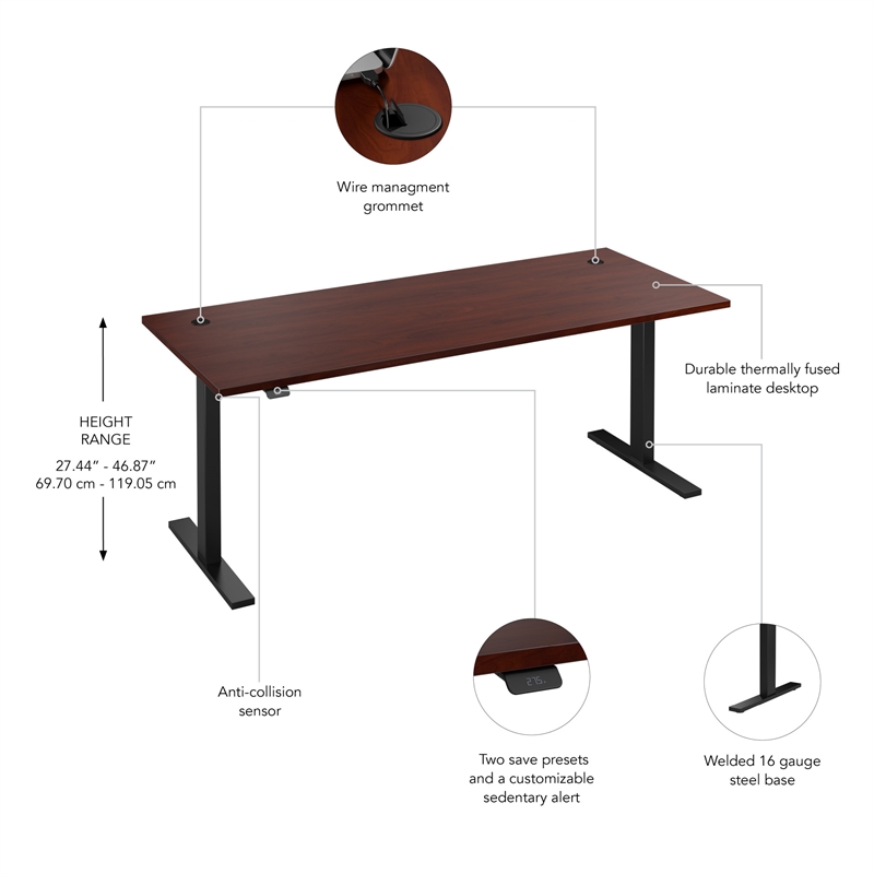Move 60 Series 72W Adjustable Standing Desk in Hansen Cherry - Engineered Wood