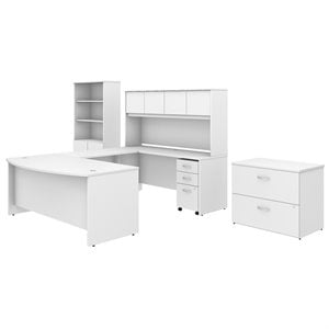 Studio C 72W x 36D U Shaped Desk Office Suite in White - Engineered Wood