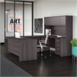 Studio C 72W x 36D U Desk with Hutch and Drawers in Storm Gray - Engineered Wood