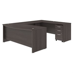 Studio C 72W x 36D U Shaped Desk with Drawers in Storm Gray - Engineered Wood