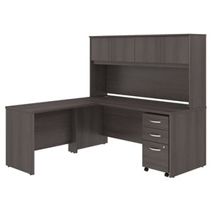 Studio C 72W L Shaped Desk with Hutch & Drawers in Storm Gray - Engineered Wood