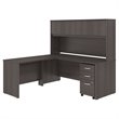 Studio C 72W L Shaped Desk with Hutch & Drawers in Storm Gray - Engineered Wood