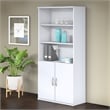 Studio C 5 Shelf Bookcase with Doors in White - Engineered Wood