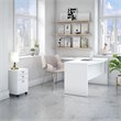 Echo L Shaped Bow Front Desk with Drawers in Pure White - Engineered Wood