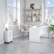 Echo L Shaped Desk with Mobile File Cabinet in Pure White - Engineered Wood
