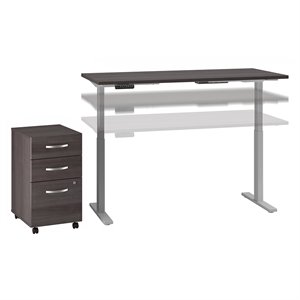 Move 60 Series 60W x 30D Height Adjustable Desk with Storage in Gray