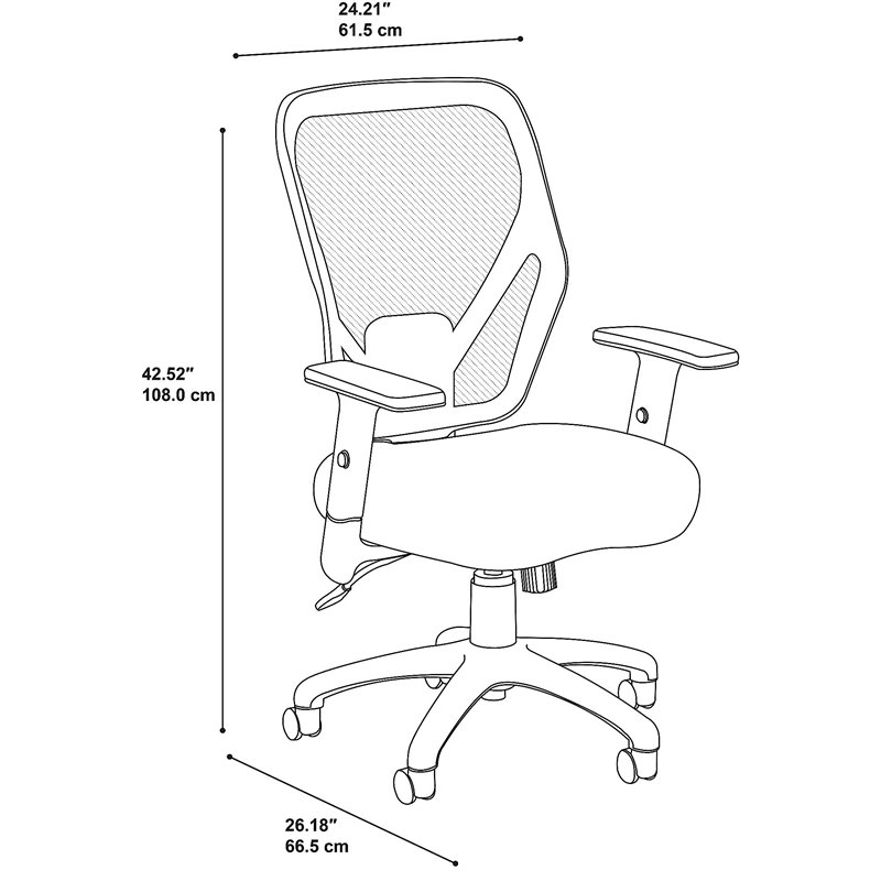 Accord Mesh Back Office Chair on Casters in Black - Fabric