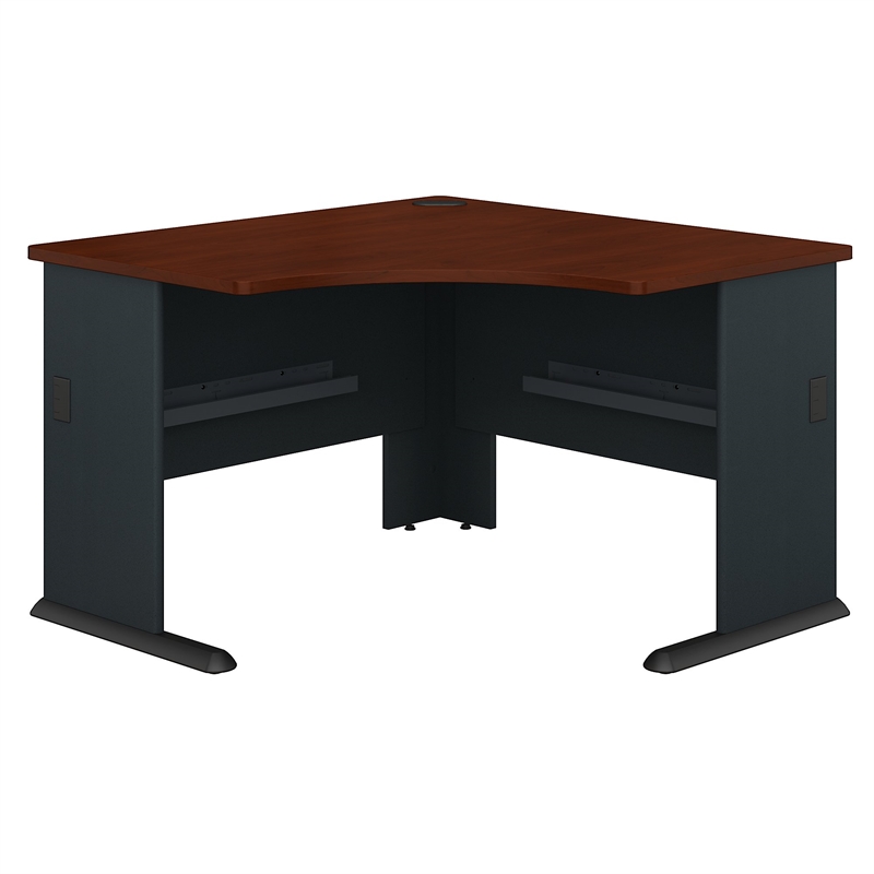 Bush Business Furniture Series 2 Piece Corner Desk and Shelf Bookcase Set in Hansen Cherry