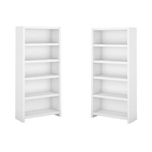 Bush Business Furniture (Set of 2) Modern 5 Shelf Bookcase in Pure White