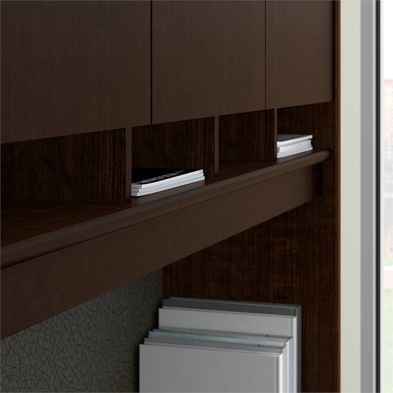 Series C 72W Sit to Stand L Shaped Desk Office Suite in Mocha Cherry