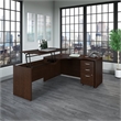 Series C 60W Left Sit to Stand L Shaped Desk Office Set in Mocha Cherry
