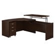 Series C 60W Right Sit to Stand L Shaped Desk Office Set in Mocha Cherry