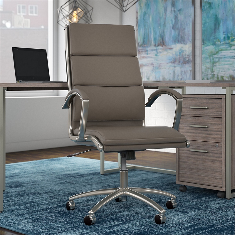 Modelo High Back Leather Executive Office Chair in Washed Gray Leather