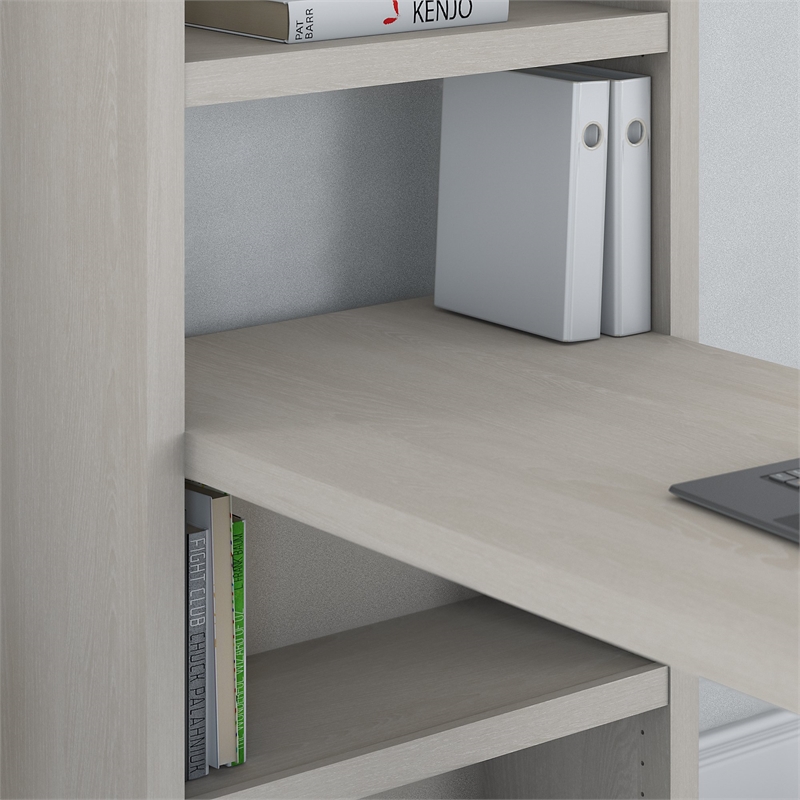 Echo 56W Bookcase Desk in Gray Sand - Engineered Wood