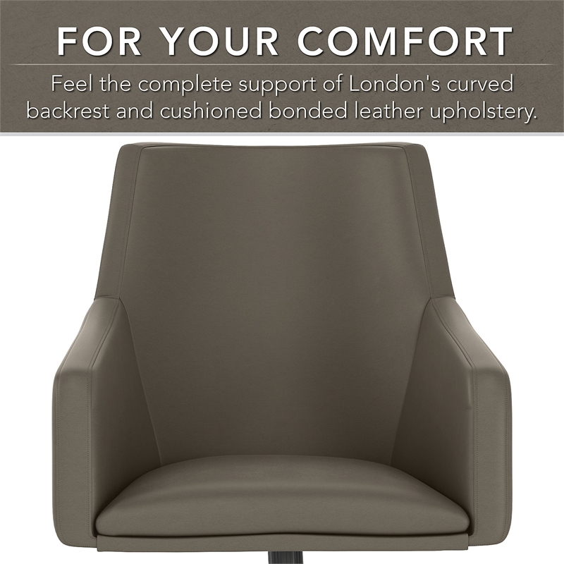 London Mid Back Leather Box Style Office Chair in Washed Gray - Bonded Leather