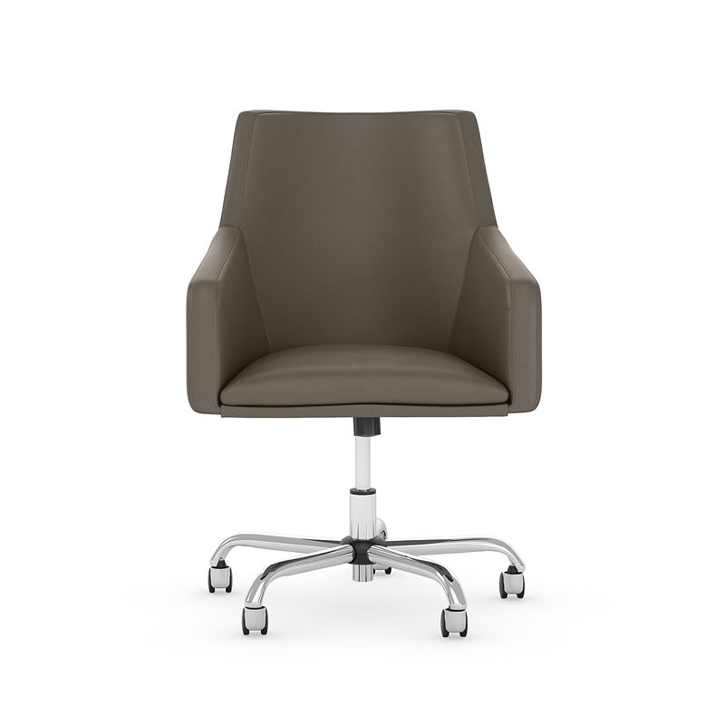 London Mid Back Leather Box Style Office Chair in Washed Gray - Bonded Leather