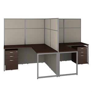 Bush Business Furniture Easy Office 60W 2 Person L Shaped Cubicle with Storage