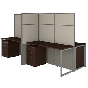 Bush Business Furniture Easy Office 60W 4 Person Cubicle Desk with File Cabinets