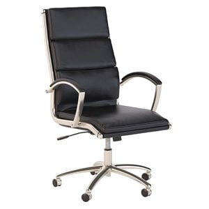 BFF High Back Contemporary Faux Leather Executive Office Chair in Black