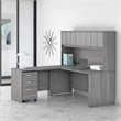 Studio C 72W L Shaped Desk with Hutch and File Cabinet in Gray - Engineered Wood