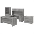 Studio C 72W x 36D U Shaped Desk with Storage and Hutch in Gray -Engineered Wood