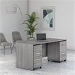 Studio C 72W Bow Front Desk with Mobile File Cabinets in Gray - Engineered Wood