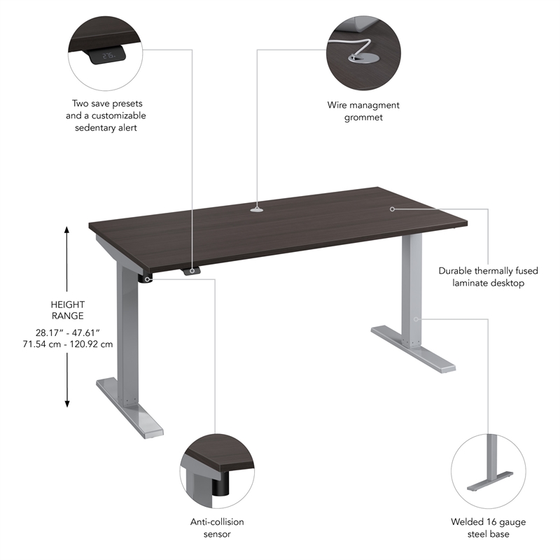 Move 40 Series 60W Adjustable Standing Desk in Storm Gray - Engineered Wood