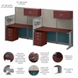 Office in an Hour 2 Person Cubicle Desk Set in Hansen Cherry - Engineered Wood