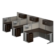Office in an Hour 3 Person L Cubicle Desk Set in Mocha Cherry - Engineered Wood