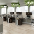 Office in an Hour 3 Person L Cubicle Desk Set in Mocha Cherry - Engineered Wood