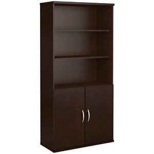 Series C 36W 5 Shelf Bookcase with Doors in Mocha Cherry - Engineered Wood