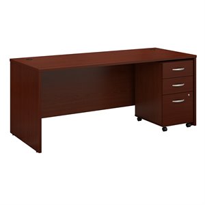 Series C 72W x 30D Office Desk with Drawers in Mahogany - Engineered Wood