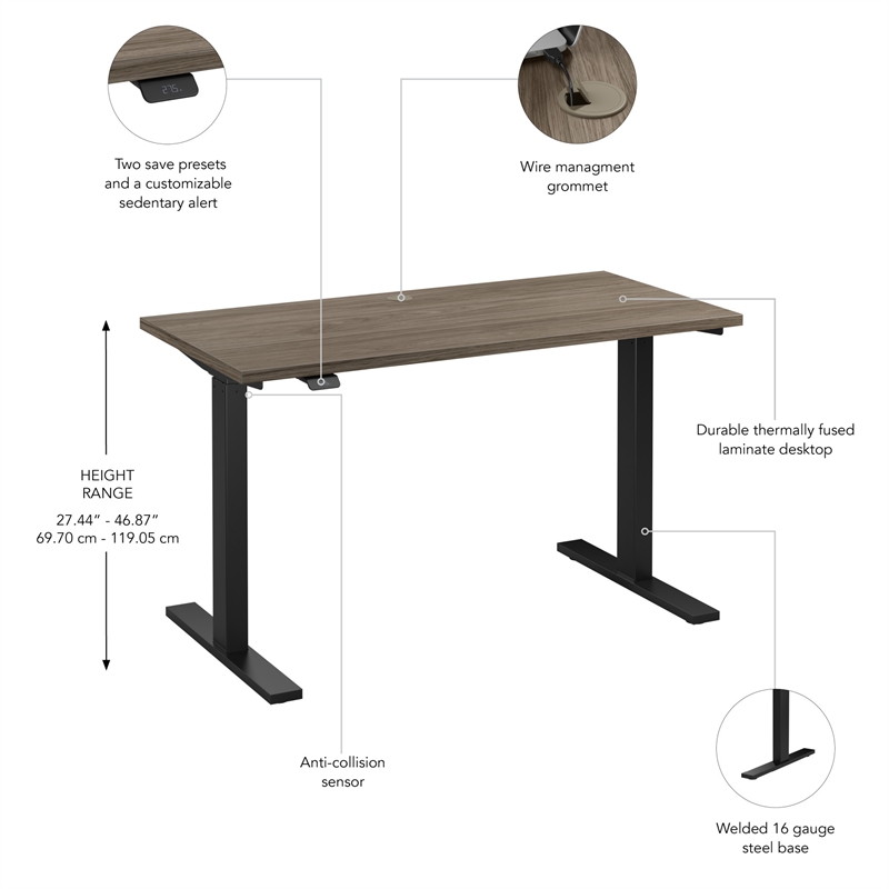 Move 60 Series 48W Adjustable Standing Desk in Modern Hickory - Engineered Wood