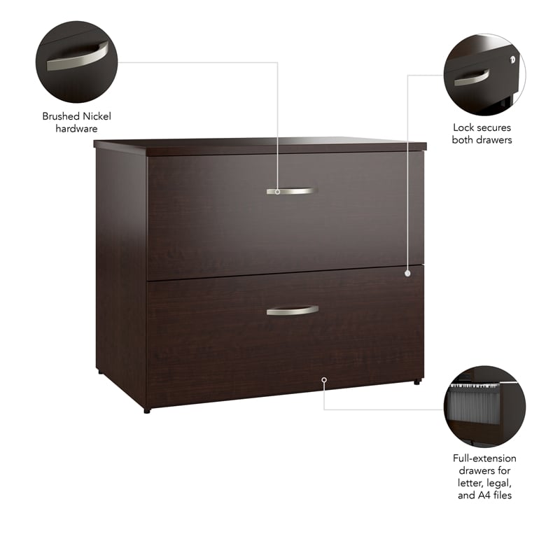 Office in an Hour Lateral File Cabinet in Mocha Cherry - Engineered Wood