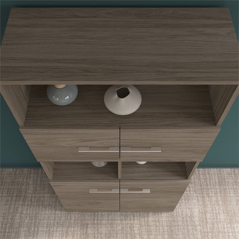 Office 500 5 Shelf Bookcase with Doors in Modern Hickory - Engineered Wood