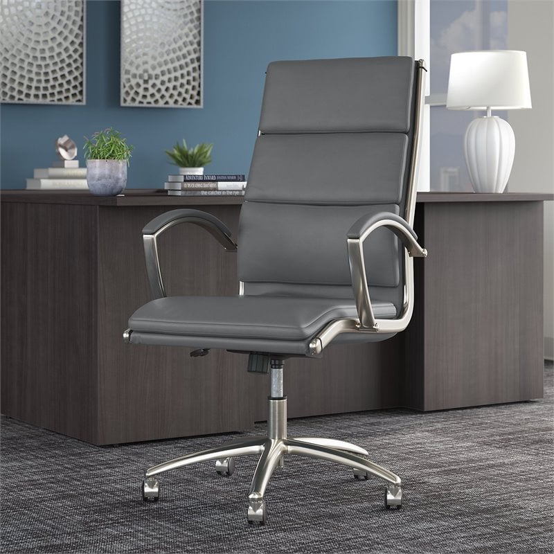 BBF Office 500 High Back Contemporary Faux Leather Executive Chair in Dark Gray