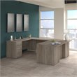 Office 500 72W U Shaped Desk with Drawers in Modern Hickory - Engineered Wood