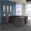 Office 500 72W U Shaped Desk with Drawers in Storm Gray - Engineered Wood