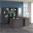 Office 500 72W U Shaped Desk with Hutch in Storm Gray - Engineered Wood