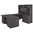 Office 500 72W U Shaped Desk with Hutch in Storm Gray - Engineered Wood