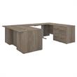 Office 500 Height Adjustable U Shaped Desk in Modern Hickory - Engineered Wood