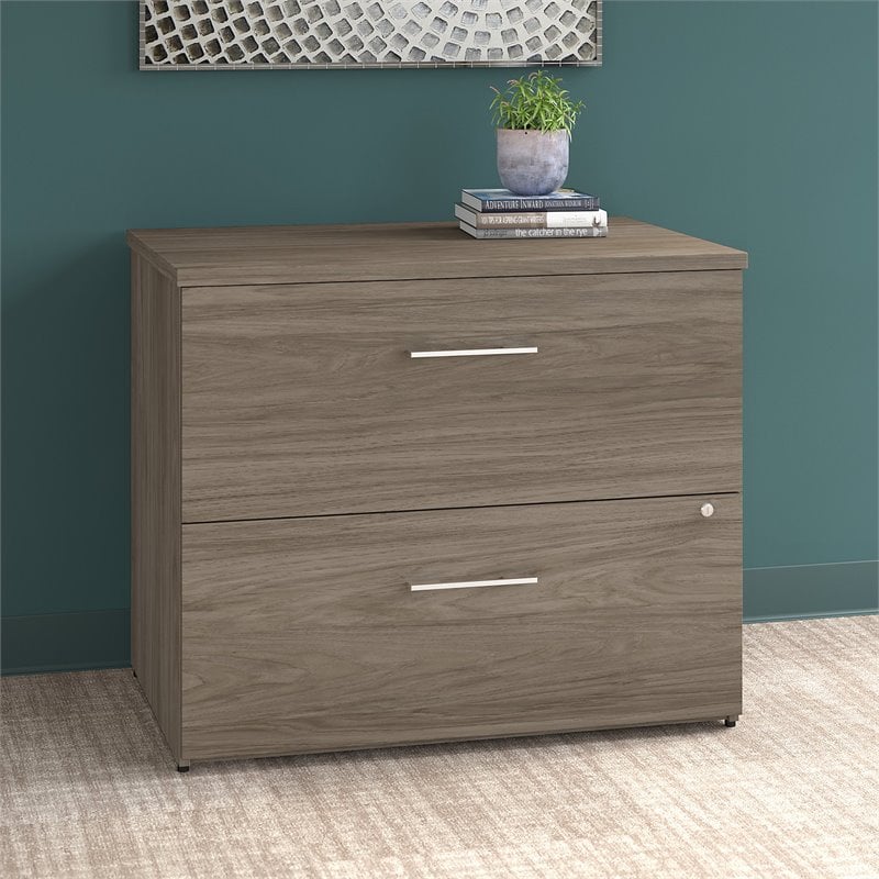 Office 500 36W 2 Drawer Lateral File Cabinet in Modern Hickory - Engineered Wood