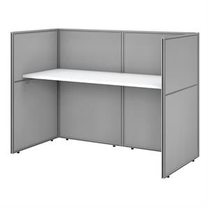 Easy Office 60W Cubicle Desk with 45H Closed Panels in White - Engineered Wood