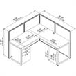 Easy Office L Shaped Desk with Drawers and 45H Panels in White - Engineered Wood