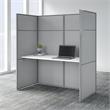 Easy Office 60W Cubicle Desk with 66H Closed Panels in White - Engineered Wood