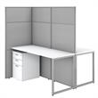 Easy Office 2 Person Desk with Drawers and 66H Panels in White - Engineered Wood
