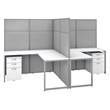 Easy Office 2 Person L Desk with Drawers & 66H Panels in White - Engineered Wood
