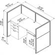 Easy Office Cubicle Desk Set with 45H Closed Panels in White - Engineered Wood