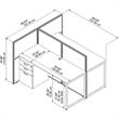 Easy Office 2 Person Desk with Drawers and 45H Panels in White - Engineered Wood