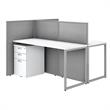 Easy Office 2 Person Desk with Drawers and 45H Panels in White - Engineered Wood